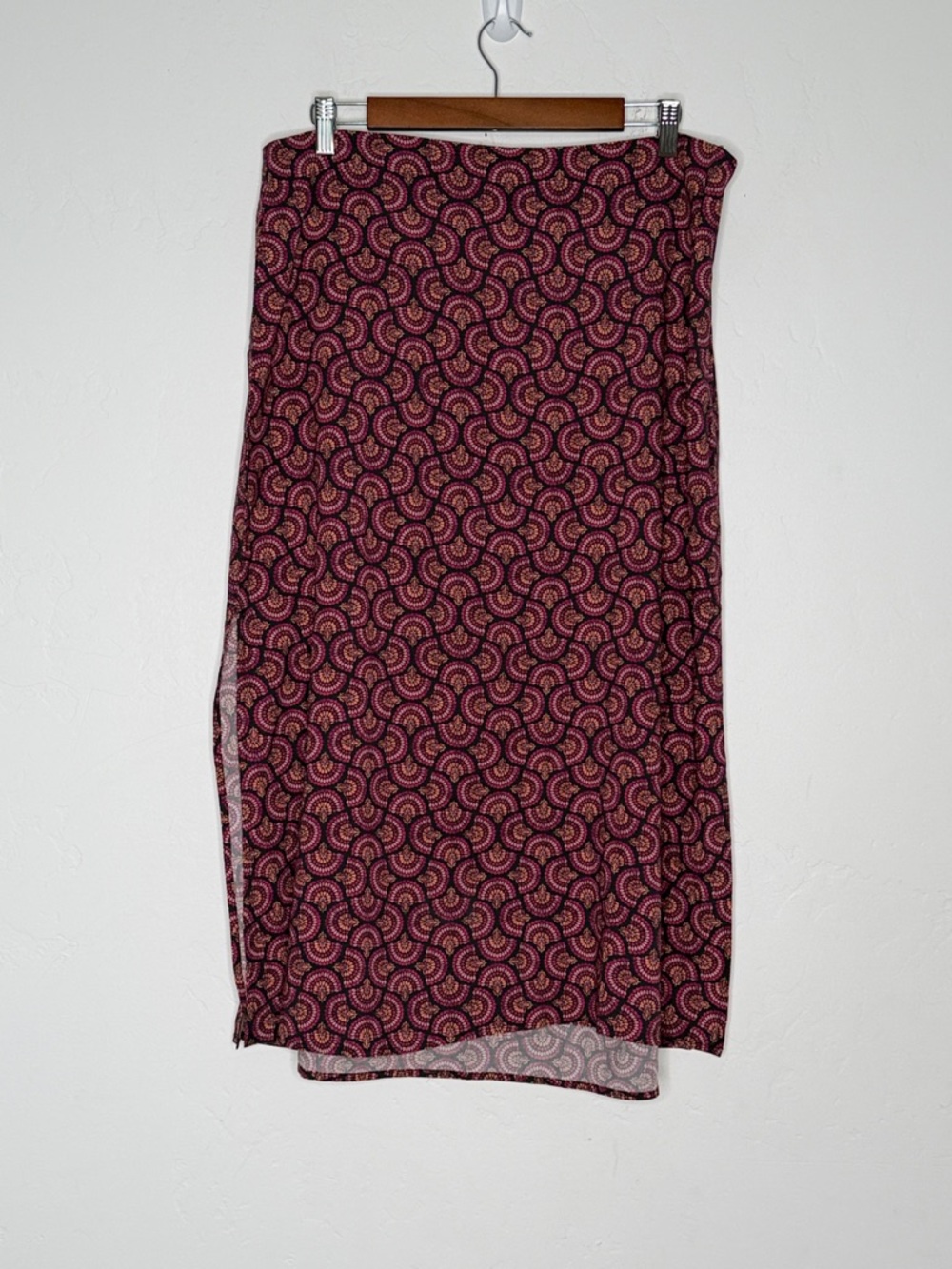 Marine Layer Ryan Midi Slip Skirt Printed Satin Bias Cut Pink Size 12 - Picture 2 of 6